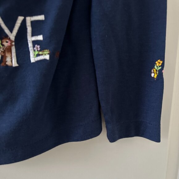 Vtg Cyn Les Blue Fall Hello Goodbye Fall Embroidery Long Sleeve Top Size Medium - Picture 13 of 16